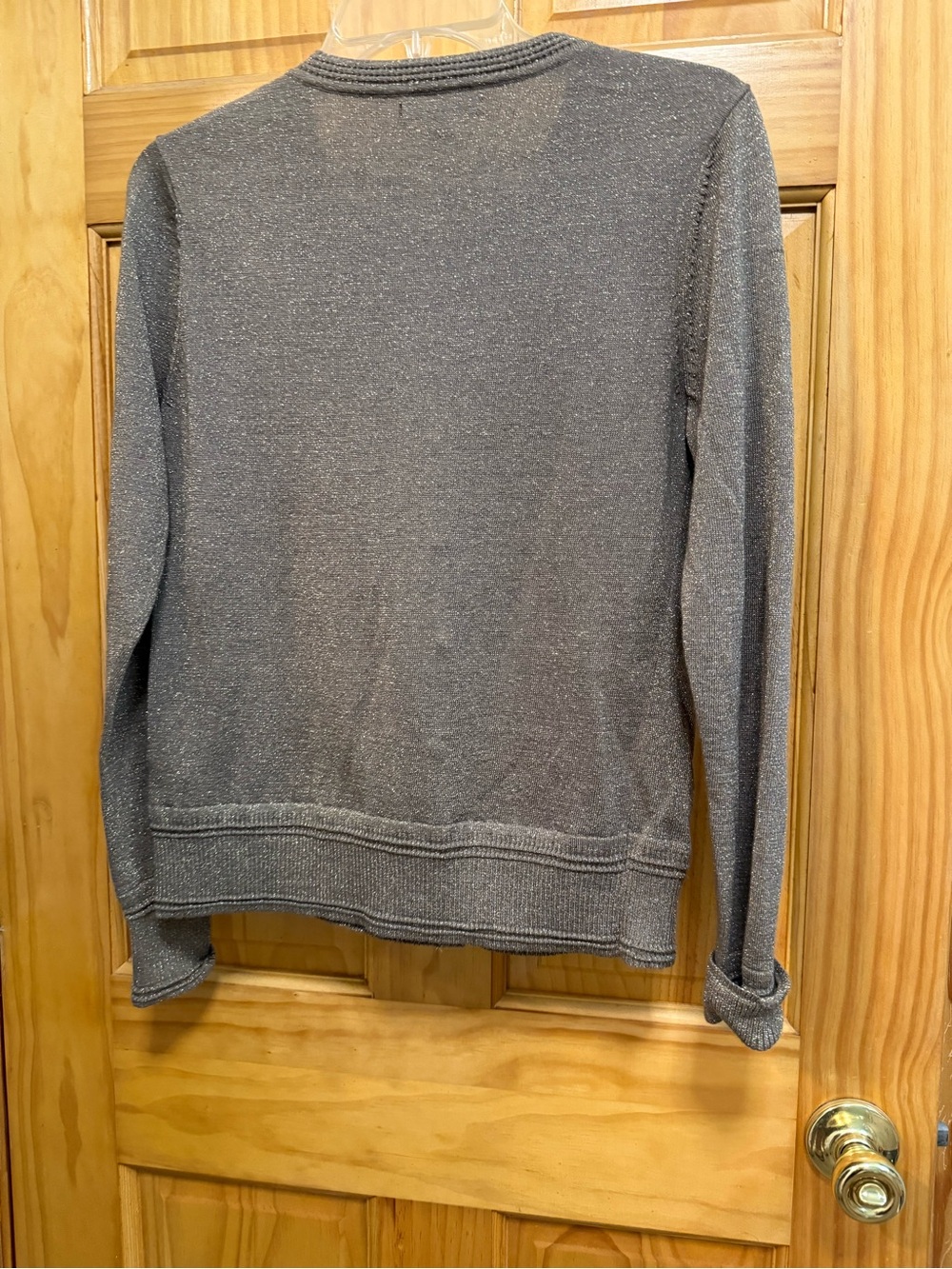 Banana Republic Shimmery Taupe Crewneck Cardigan size petite M - Picture 4 of 8